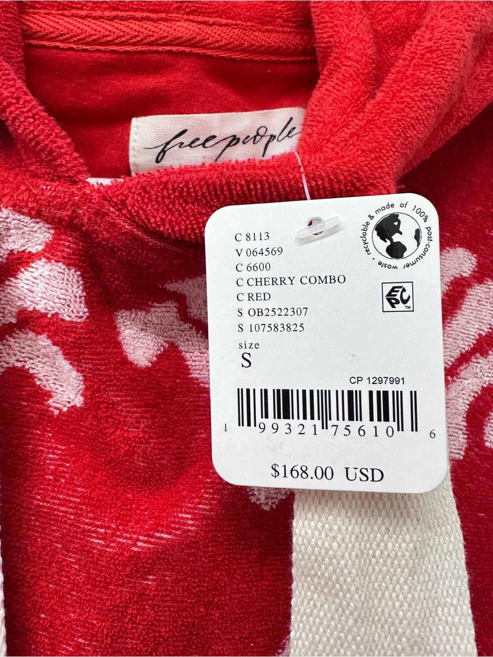 NWT Free People Shell Baby Hoodie in Cherry Combo - Picture 8 of 8